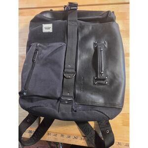 Anvanda V1 Stockholm Canvas Leather Backpack Adjustable Straps Black